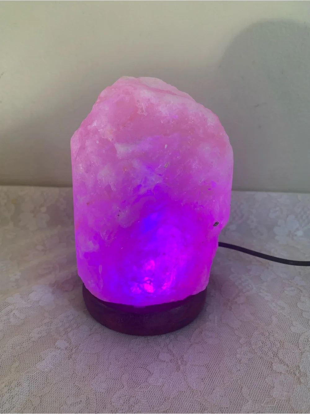 Pink Himalayan Salt Lamp with Purple LED Glow - Home Accents